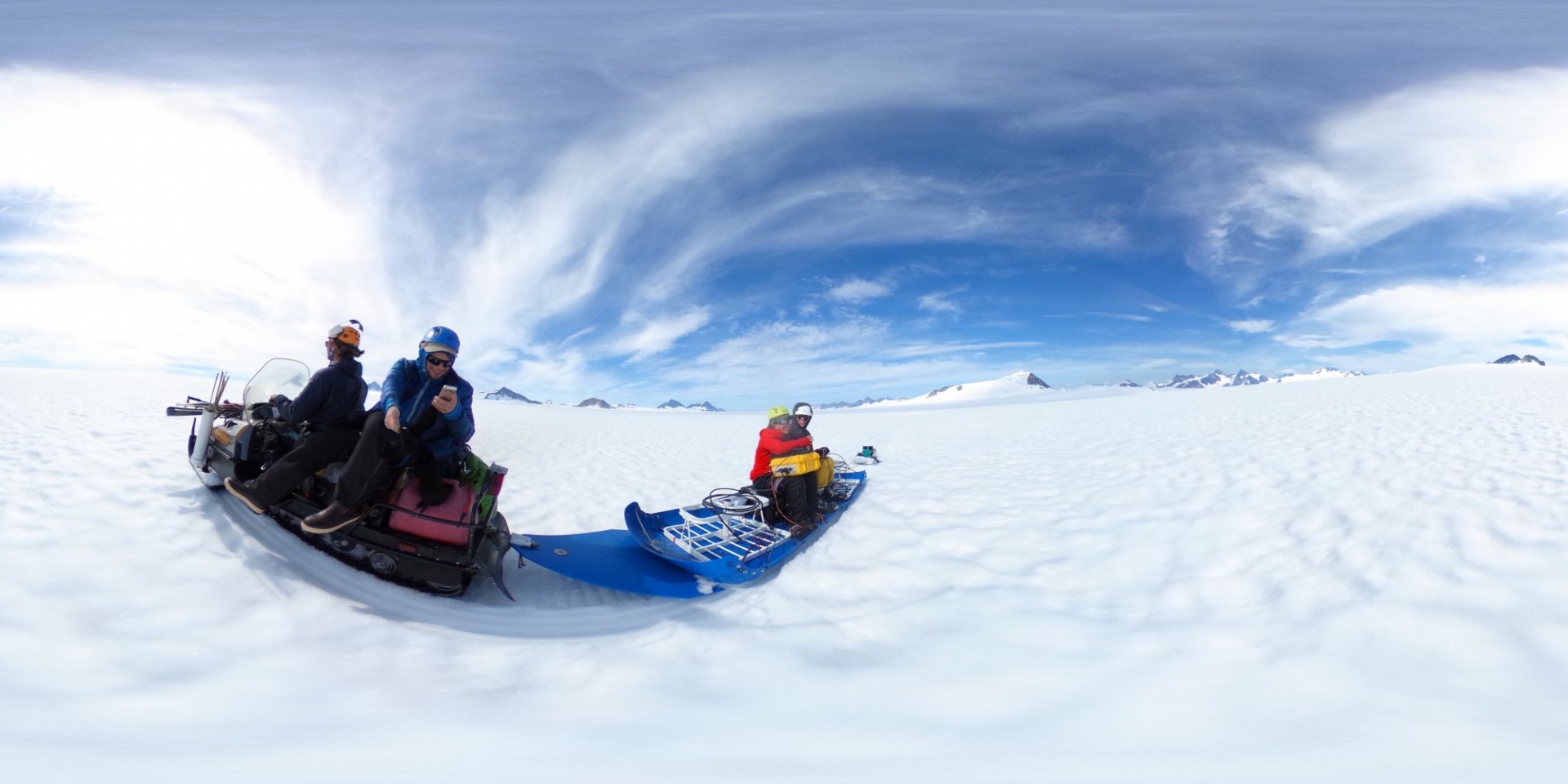 Ski-Doo Packed with Gear on Research Expedition in Juneau Alaska Using Radar to Measure How Quickly Snow Turns to Ice  - Jonny Kingslake & Elizabeth Case
